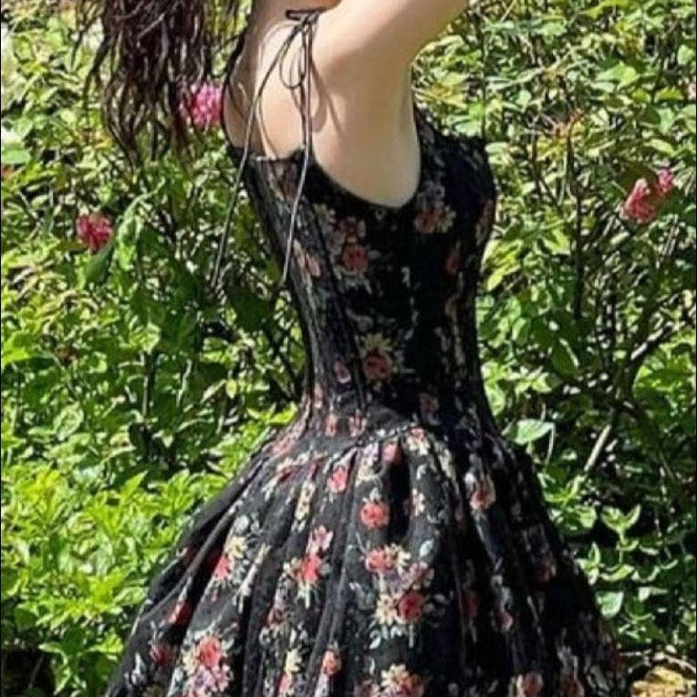 Floral Print Corset Style A-line Mini Dress