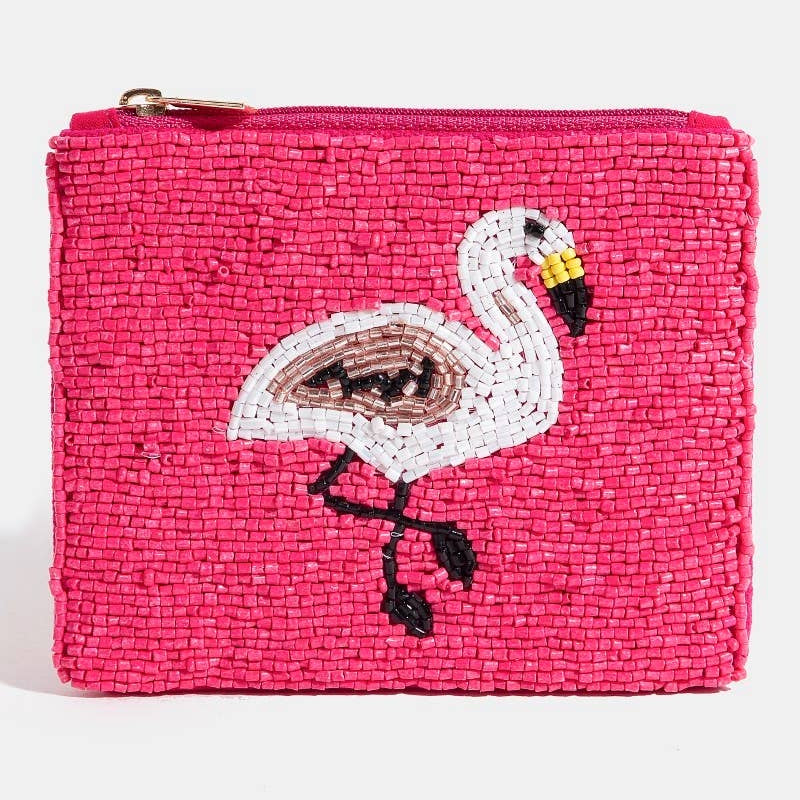 Flamingo Beaded Coin Purse