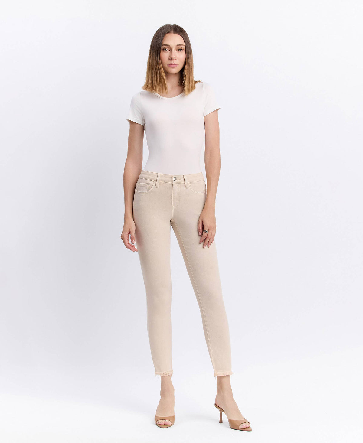 MID RISE CROP STRAIGHT JEANS