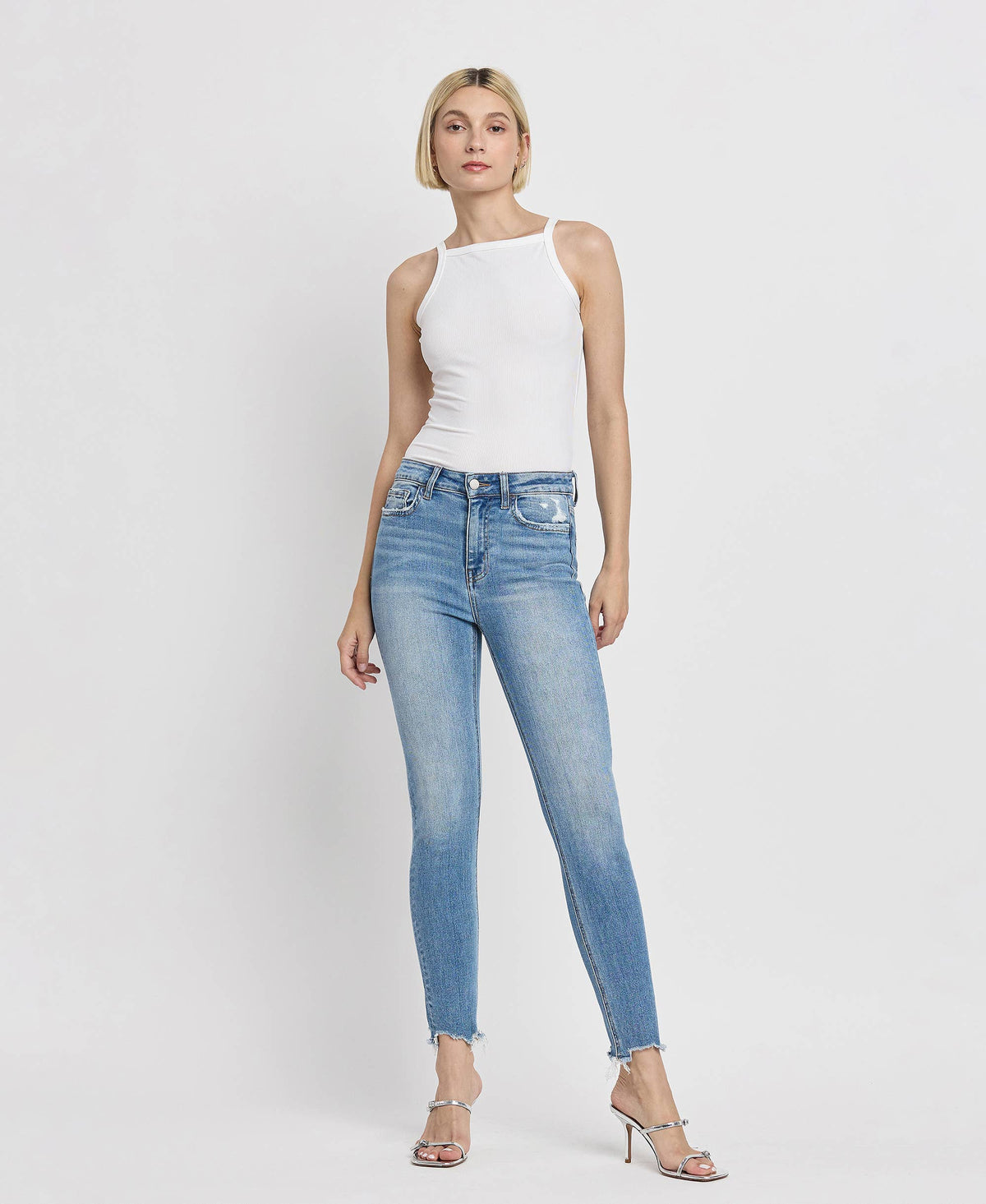 High Rise Ankle Skinny Jeans