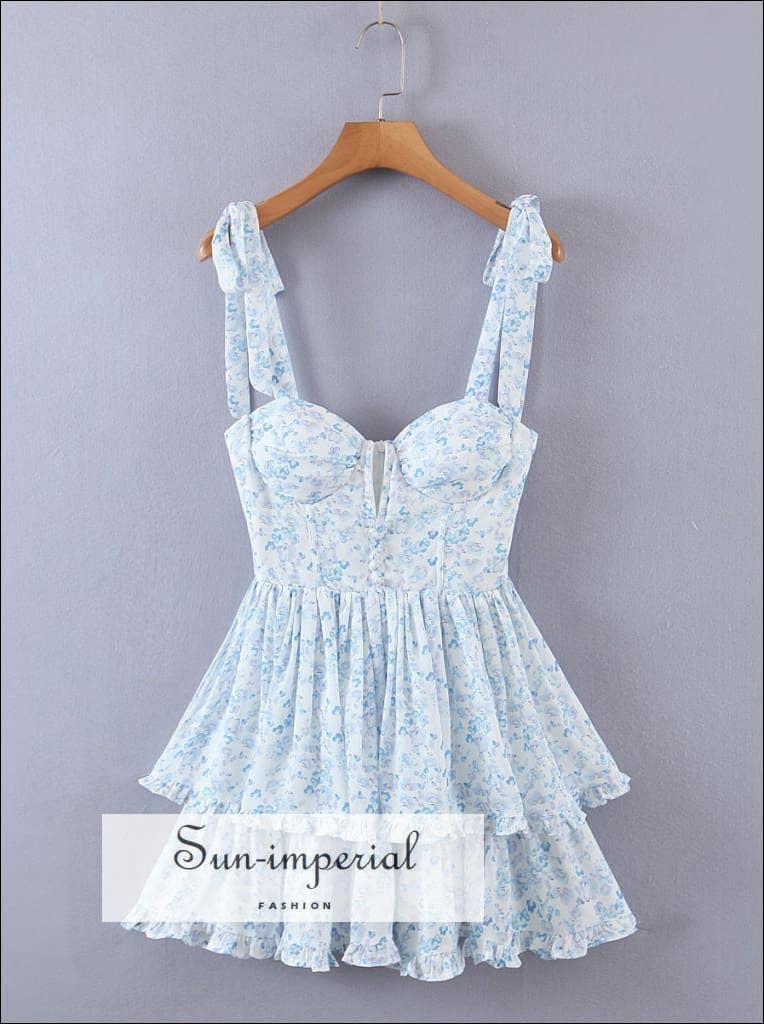 Tie Cami Strap Spliced Neck Corset Mini Dress