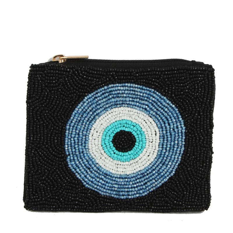 Evil Eye Circle Beaded Coin Purse