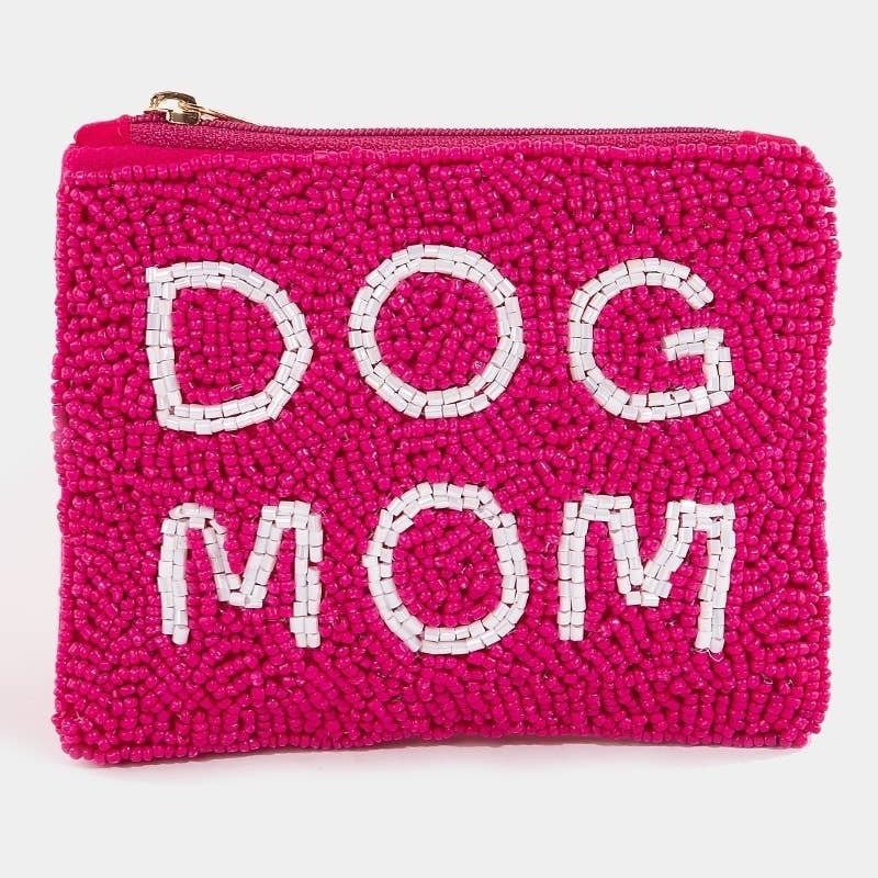 Dog Mom Beaded Coin Purse