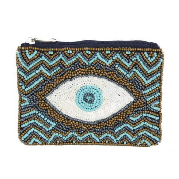 Evil Eye Beaded Coin Purse