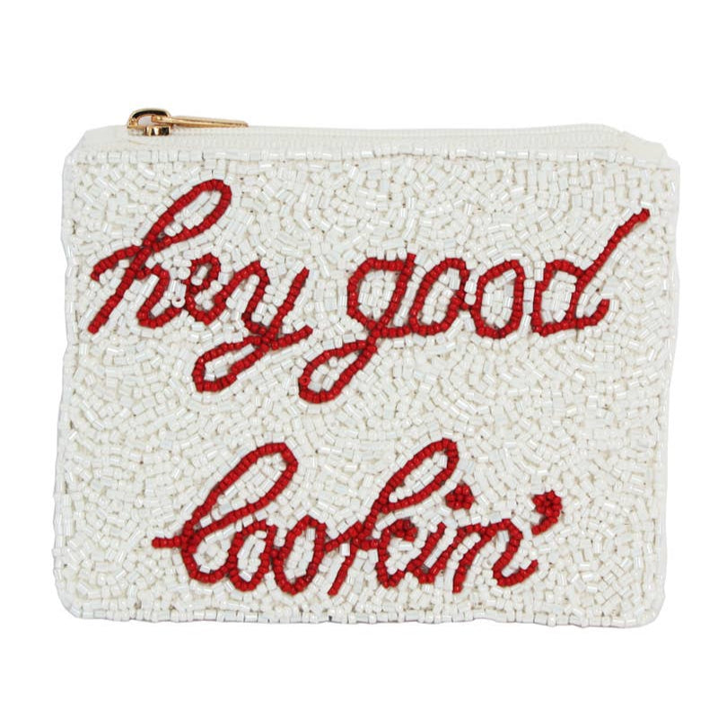 Hey Good Lookin Beaded Coin Purse