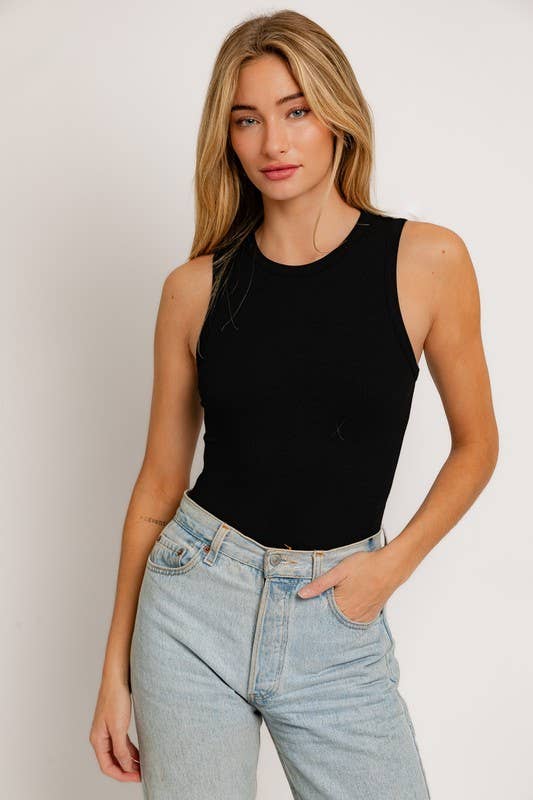 Round Neck Sleveless Bodysuit