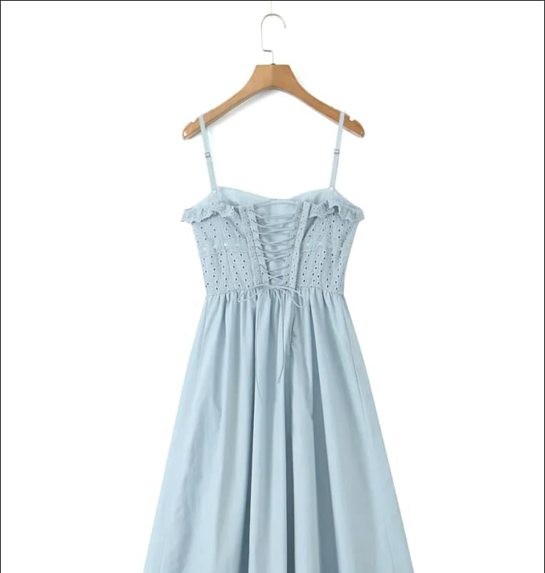 Embroidery Corset Style Midi Dress