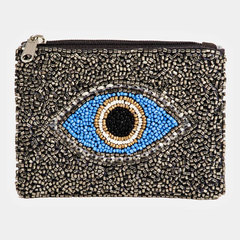 Evil Eye Beaded Coin Purse