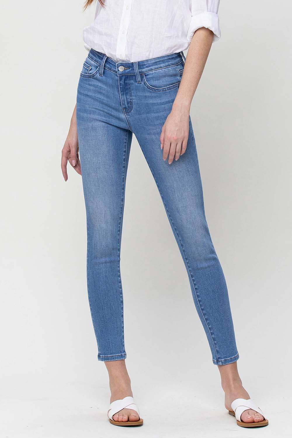 MID RISE ANKLE SKINNY JEANS