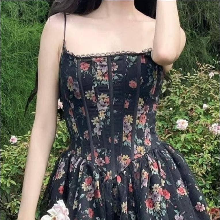 Floral Print Corset Style A-line Mini Dress